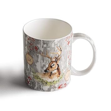 Maison d' Hermine Mountain Life Fine Bone China Coffee Mug with Handles for Hot Beverages - Coffee Cappuccino Latte Cocoa Tea Perfect for Home Gifts (Chalet, 12 Ounce)
