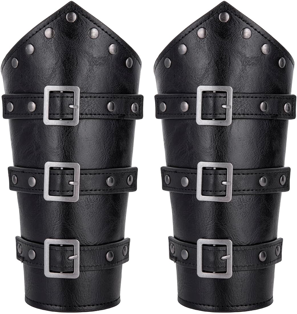 Medieval Renaissance LARP Belt Leather Belt Bag Potion Bottle Holder and Adjustable Arm Guards for Cosplay Halloween - Image 8