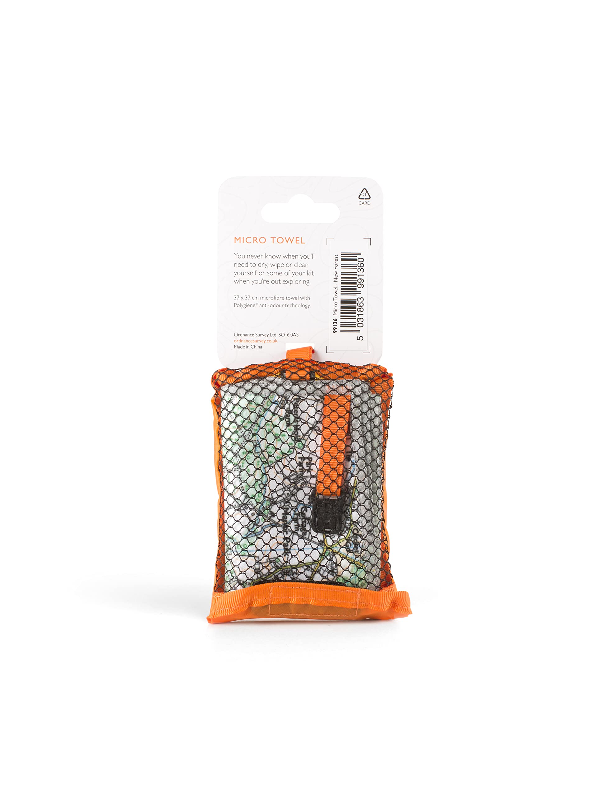 Ordnance Survey OS Micro Towel – New Forest Print, Compact Fast-Dry Travel & Sports Towel