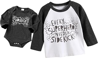 Baby Boy Sibling Shirts Romper Big Brother Long Sleeve T-Shirt & Little Brother Bodysuit Matching Outfits