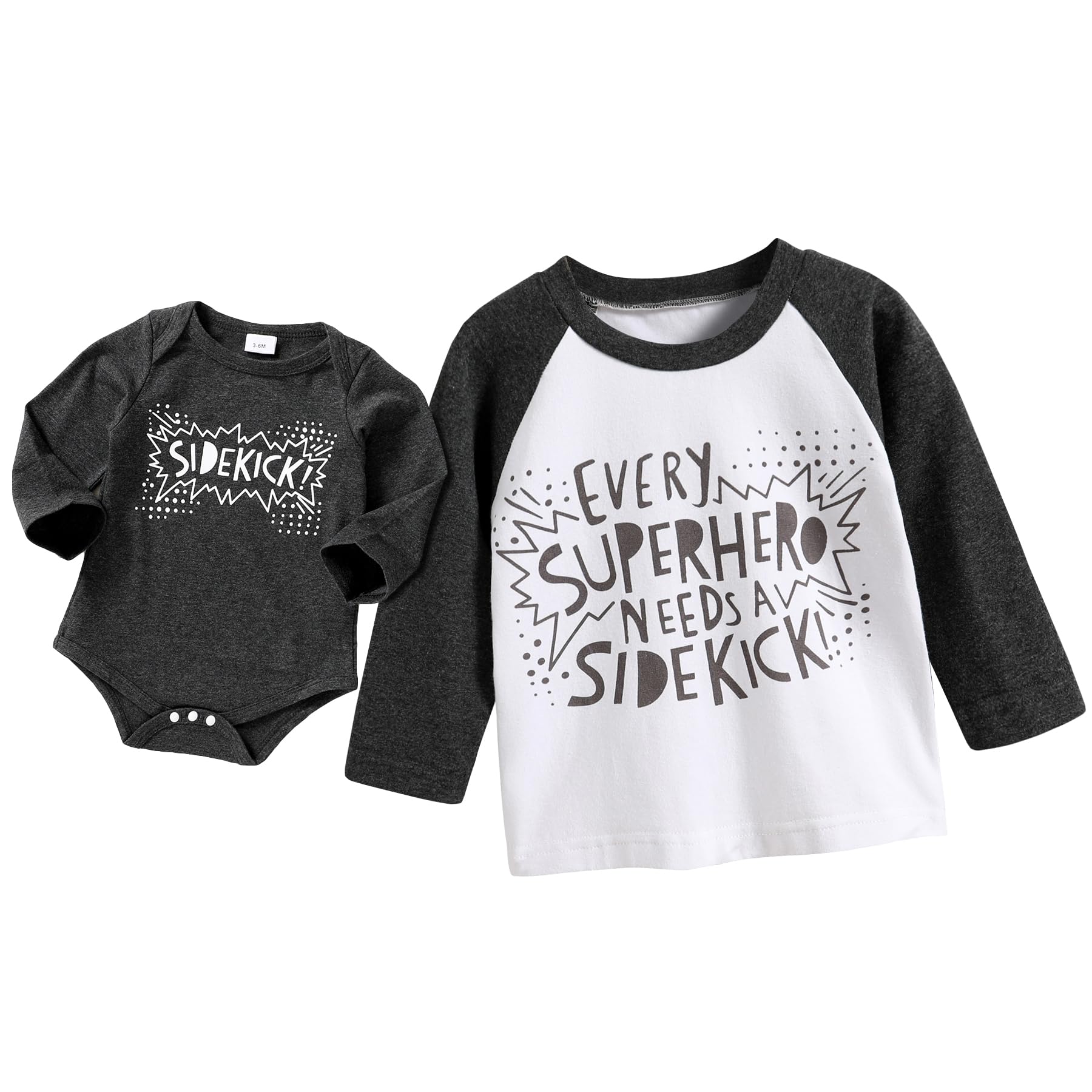 JEELLIGULAR Baby Boy Sibling Shirts Romper Big Brother Long Sleeve T-Shirt & Little Brother Bodysuit Matching Outfits