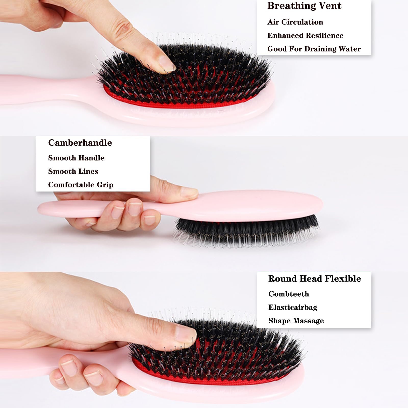 2 Pcs Hair Extension Brush Boar Bristle Hair Brush Used To Reduce Breakage And Knotting, Soften, Comb And Straighten Hair - Image 3