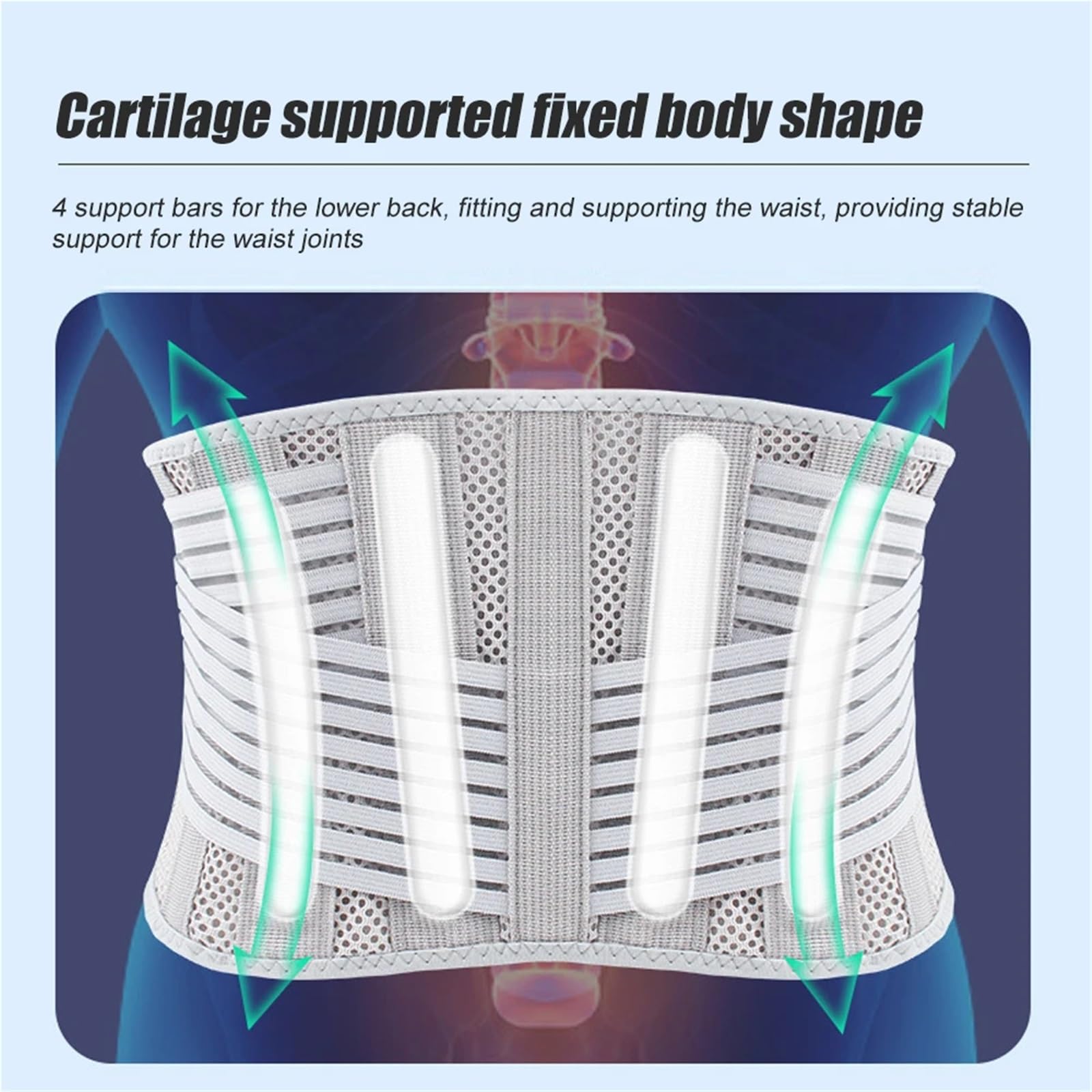 Fascia Lombare Posturale 1 pezzo di supporto for la schiena traspirante, cintura inferiore, sollievo dal dolore con 4 stecche for sollevamento pesi(Gray,L)