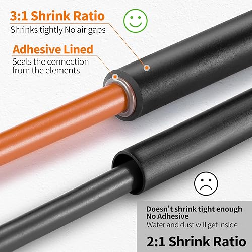 Miniatura 4 de Kit de 400 tubos termorretráctiles, tubos termorretráctiles industriales con forro adhesivo 31 para cables y kits termorretráctiles de grado marino,