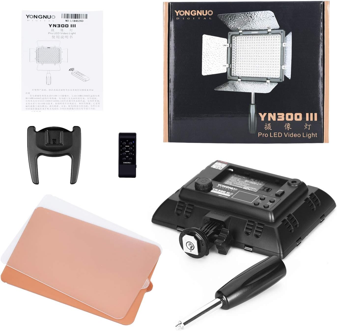 YONGNUO YN300 III YN-300 III LED Video Light Panel Adjustable Color Temperature Bi Color 3200K-5600K