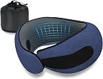Neck Travel Pillows for Airplanes Memory Foam Neck Comfort Pillow Compact Ergonomic Design Sleeping Essentials for Long Flights Car Rides and Home Use (Grey)