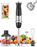 Immersion Blender Handheld 1000W 5 in 1 Corded Stick Hand Blender Kitchen with 12 Speed, BPA-Free, Mixing Beaker, Chopper, Whisk, Milk Frother, Perfect Emulsifier for Soup, Baby Food, Sauce, Puree