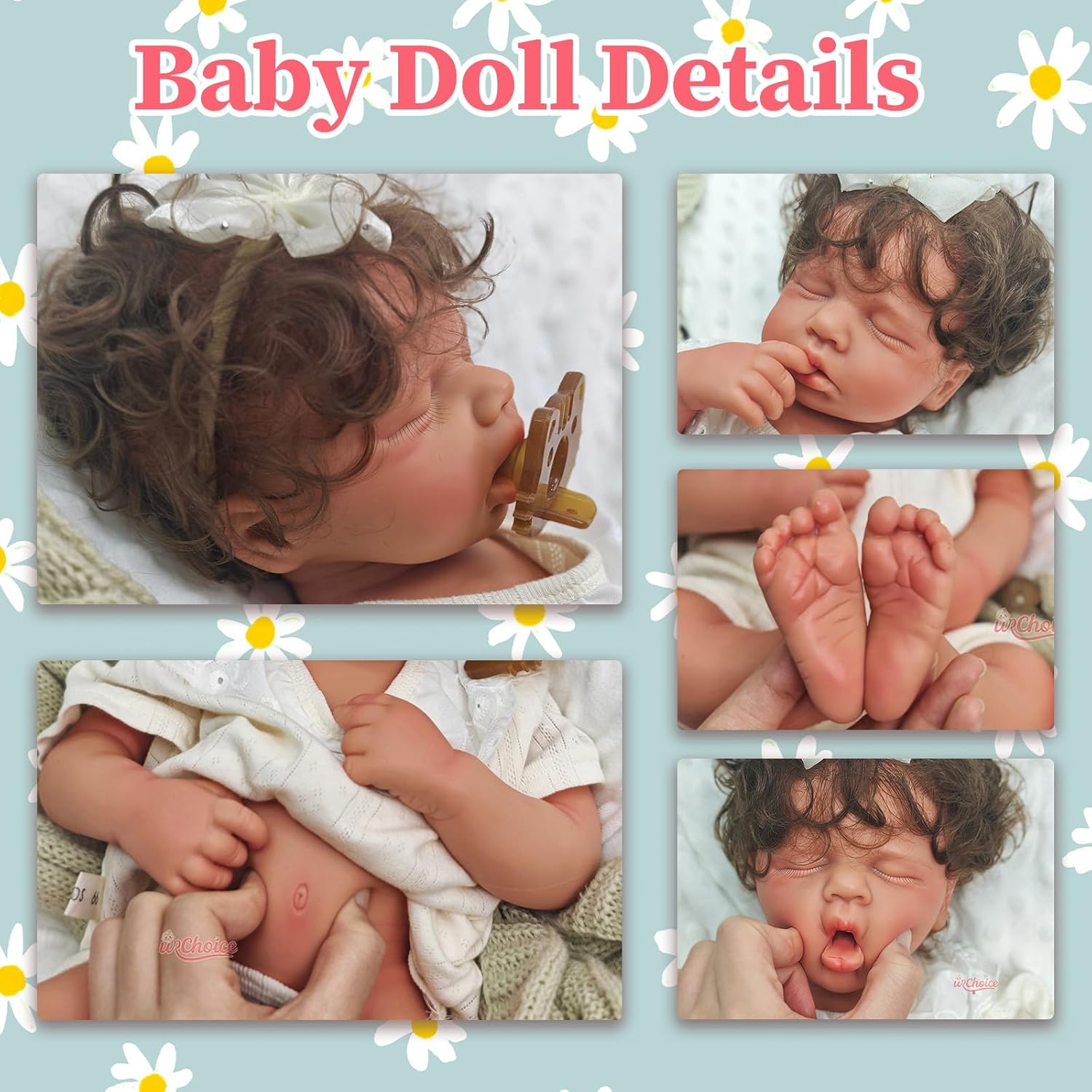 Full Silicone Reborn Doll with Rooted Hair, 20Inch Opened Mouth Realistic Silicone Baby Dolls Sleeping Expression for Lifelike Child's Play & Gifts (Girl)
