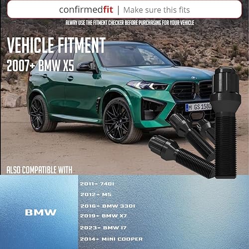 Miniatura 2 de Accesorios de Rueda Partes 20 piezas Juego de Tuercas M14 x 1.25 rosca Asiento Bellota Tuerca de Rueda Acabado Negro 40mm Longitud de la caña 6