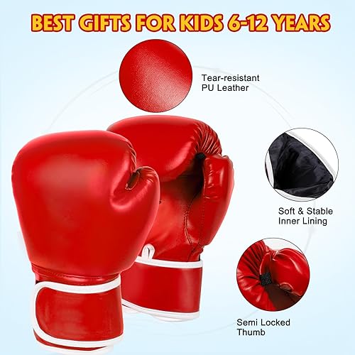 Miniatura 2 de Guantes de boxeo para niños y niñas, jóvenes de 5 a 12 años, guantes de entrenamiento para saco de boxeo, kickboxing, Muay Thai