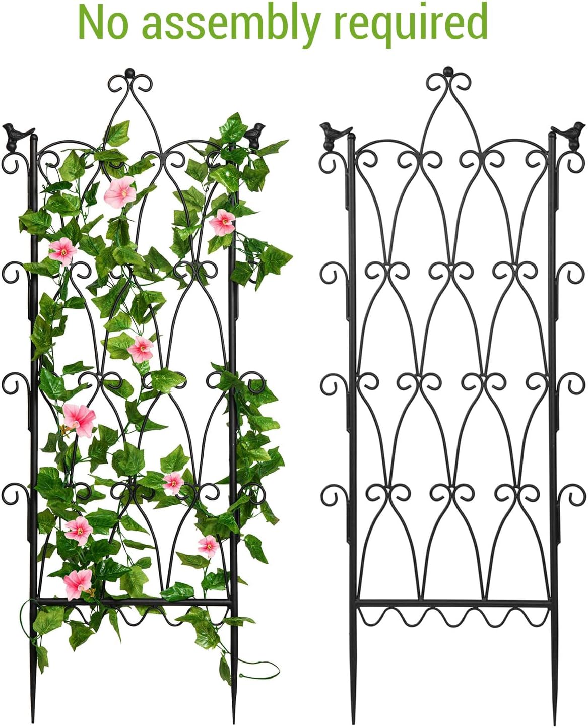 MyGift 4ft Tall Garden Trellis, 2 Packs Large Metal Decorative Outdoor Plant Trellis for Climbing Plants, Plant Flower Stakes for Indoor Accessories Hoya