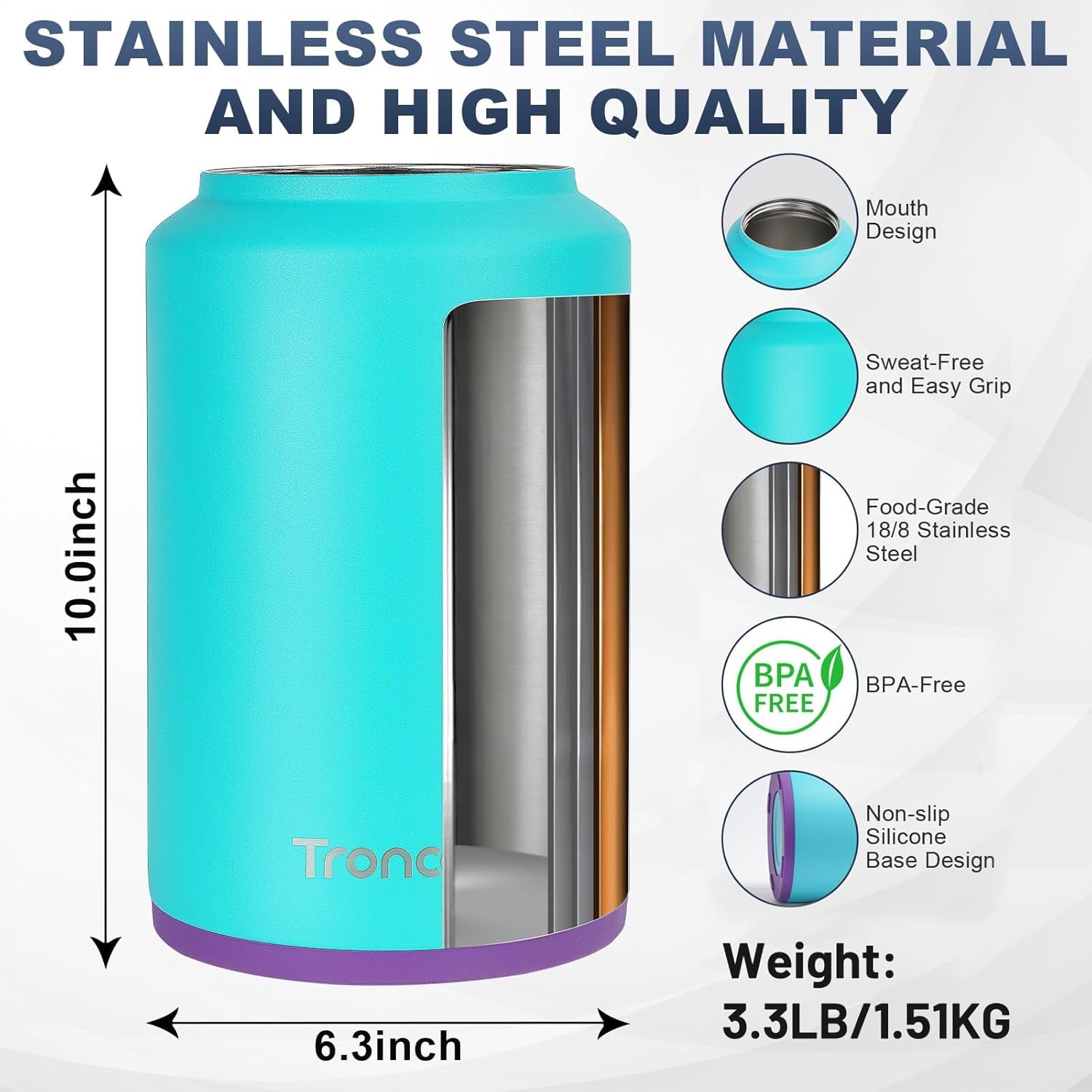 Tronco 1 Gallon Water Bottle, 128 oz Large Stainless Steel Triple Wall Vacuum Insulated Water Jug with Straw Lid and Spout, Keep Cold 48 Hrs, Top Handle, Leak Proof, Wide Mouth, Sweat Proof, BPA Free - Image 6