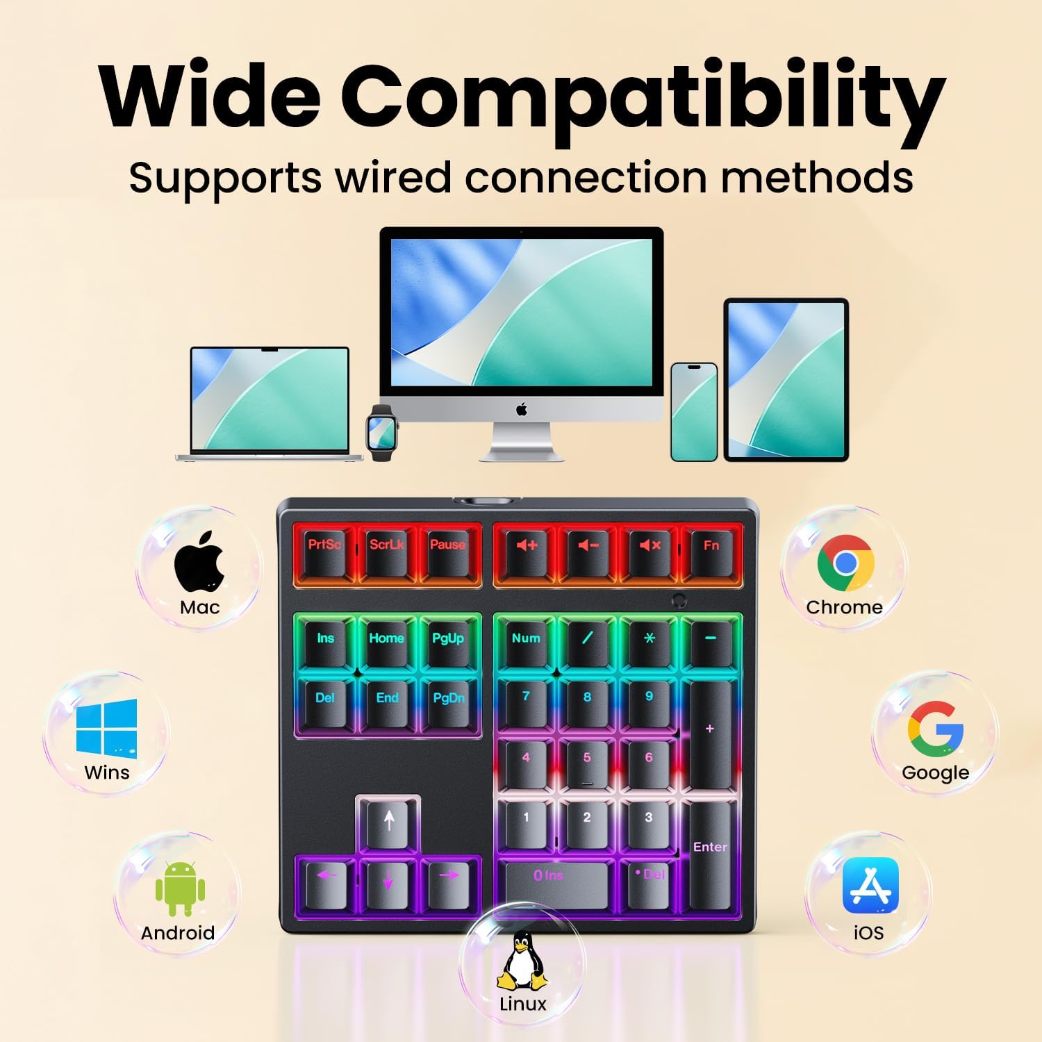 Mechanical Number Pad - Hot Swappable Numpad Wired USB Numeric Keypad with RGB LED Backlit 34 Key Numpad, Mechanical USB Wired Numeric Keypad for Laptop Desktop Computer PC(2-level Tilt, Blue Switch)