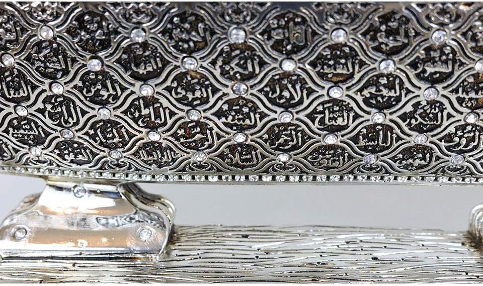 Modefa Islamic Turkish Table Decor Showpiece Gift Sculpture Figure Arabic Waw Sailboat 99 Names of Allah (Silver)