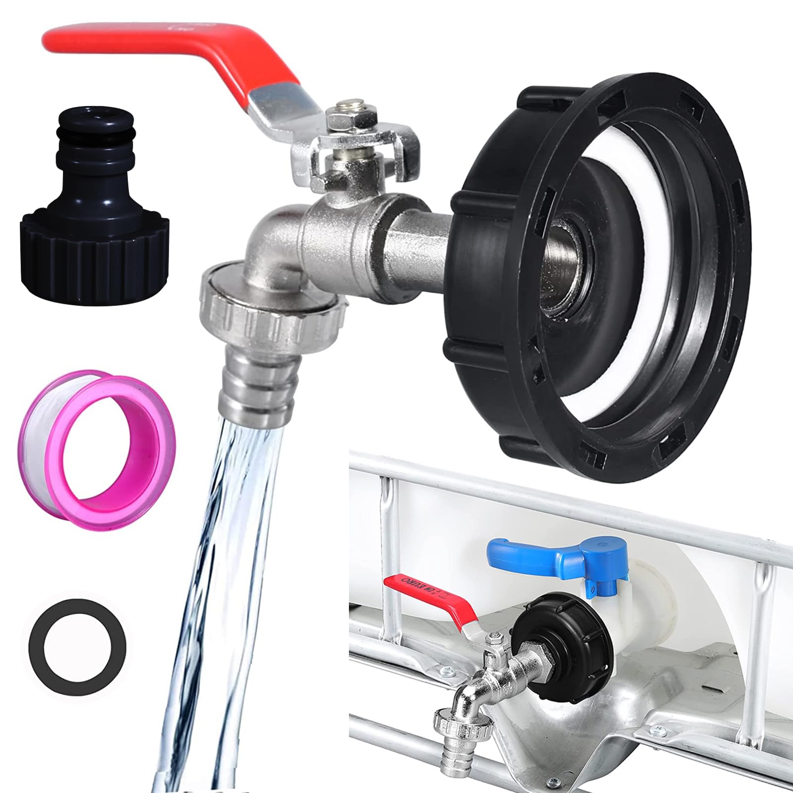 Rubinetto Per Serbatoio YMYNY Da 1000 Litri, Adattatore Per Serbatoio Con Attacco Filettato Da 12 Adattatore Filettato Grosso S60 X 6 Rubinetto Da Giardino Per Raccolta Acqua Piovana 87147052