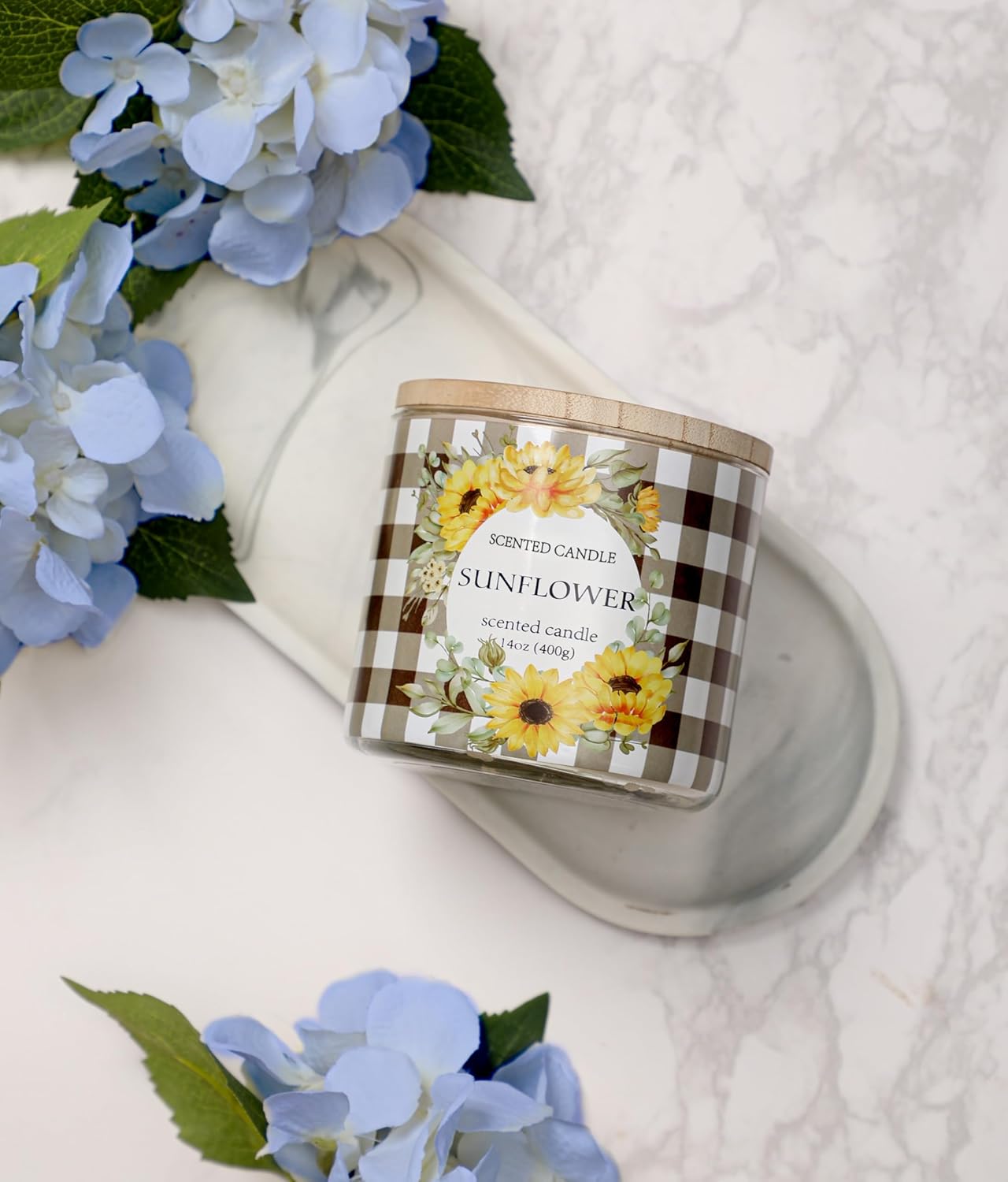 Sunflower Candle, Fall Candles, Sunflower Scented Candles Gift for Women, 3 Wicks Large Candle, 14 oz - Image 6