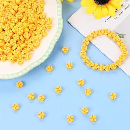 Miniatura 3 de DREMISI - 150 cuentas de béisbol para hacer joyas, cuentas de béisbol y softbol de 0.394 pulgadas (0.394 in), cuentas deportivas de arcilla