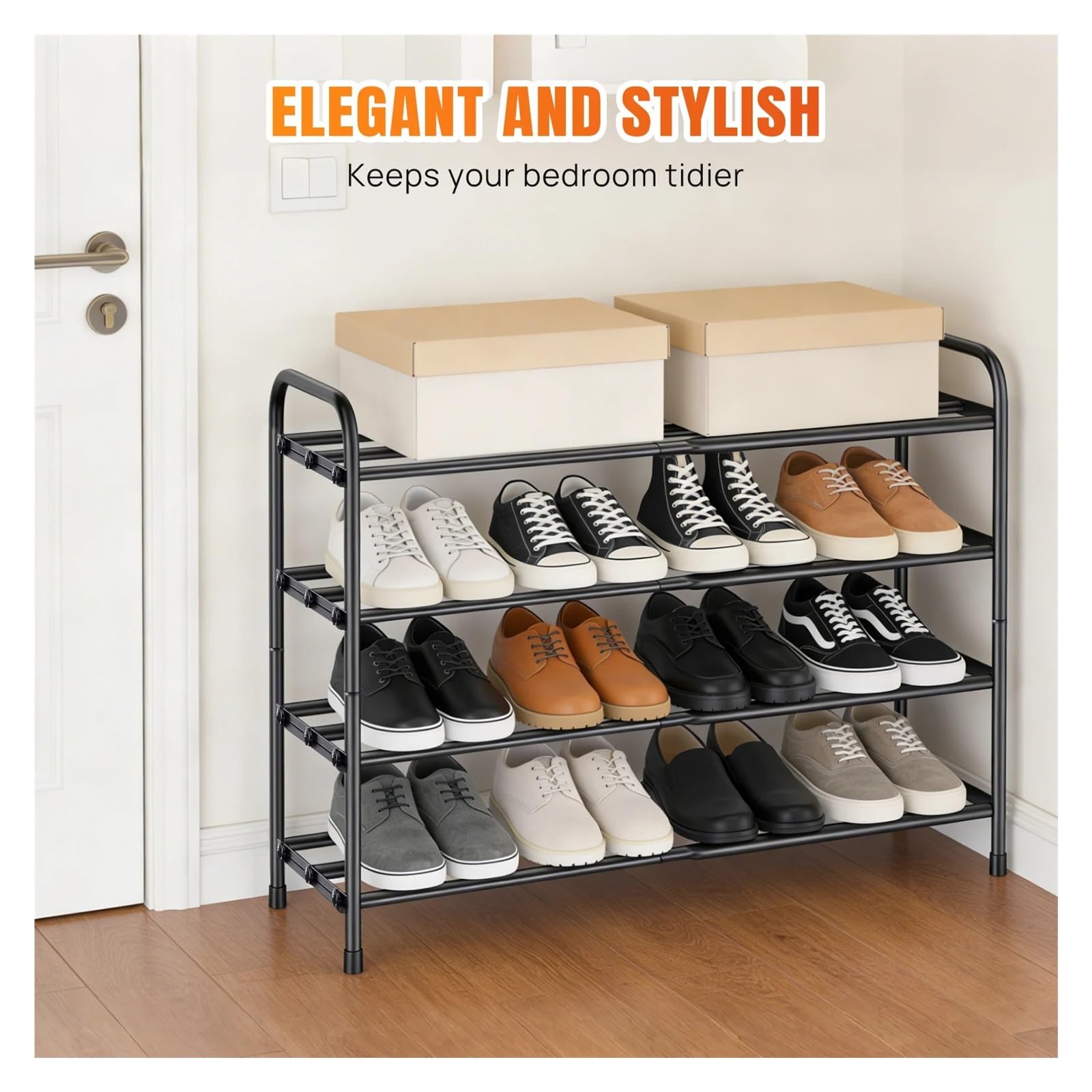 Expandable 2/3/4 Tier Shoe Rack Adjustable Metal Closet