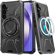 DorisMax for Samsung Galaxy A34 Case with Screen Protector - Enhanced Magnetic Kickstand - Car Mount Compatible, Military-Grade Shockproof Phone Case for Men, Women, and Girls - Grey