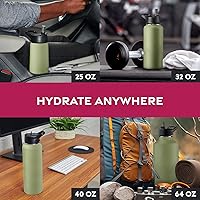 Vista 8 de Botellas de agua de acero inoxidable con triple aislamiento con pajilla, botellas de agua reutilizables aisladas de 25 onzas con 3 tapas, botella