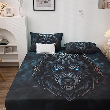 Cool Wolf Sheets Cal King Size, Wolves Sheet Set, Wildlife Animal Bed Sheets - 14 Inch Deep Pocket, Ultra Soft Winkle Free Microfiber Bedding Sheet & Pillowcases 4 Piece