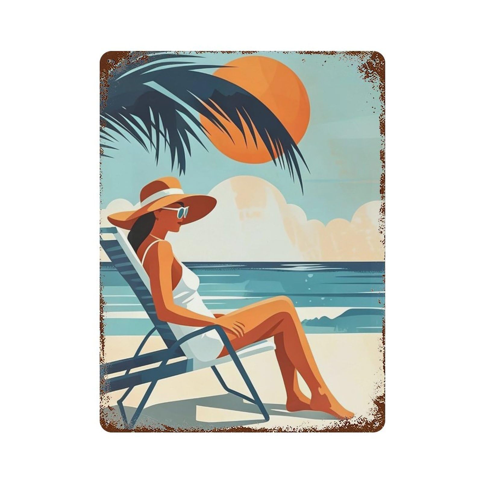 WUJHGRSG Tropic Sun Lounger 03 Wall Art Retro Iron Vintage Metal Tin Sign Poster Modern Decor for Home Cofffee Club Bar Shop Style 40x30cm