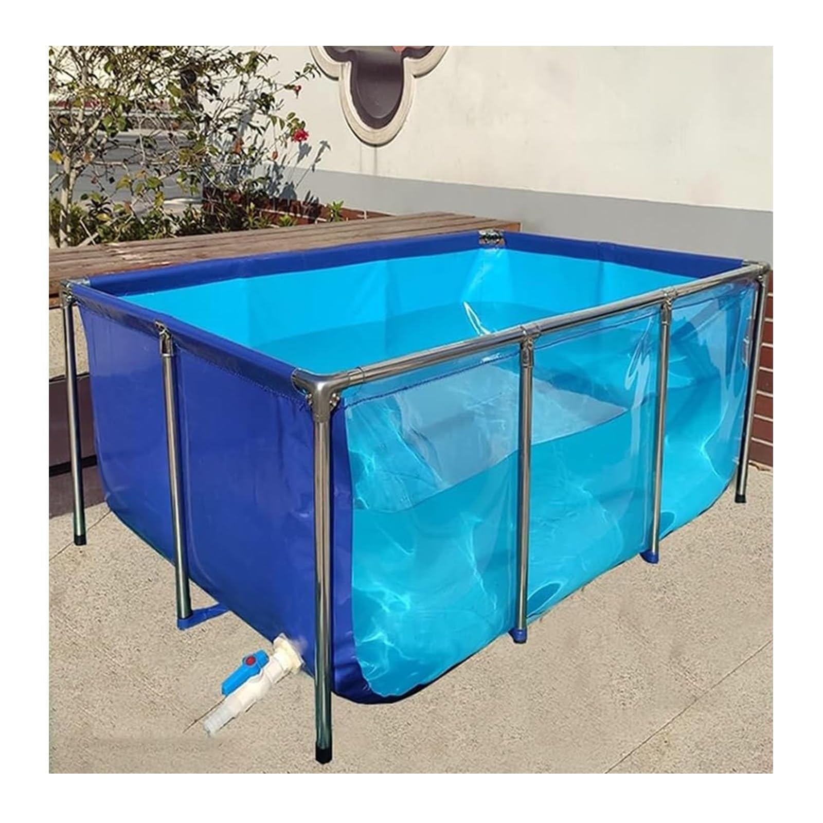 Bassin d'aquarium PVC étanche à structure acier et hublot clear