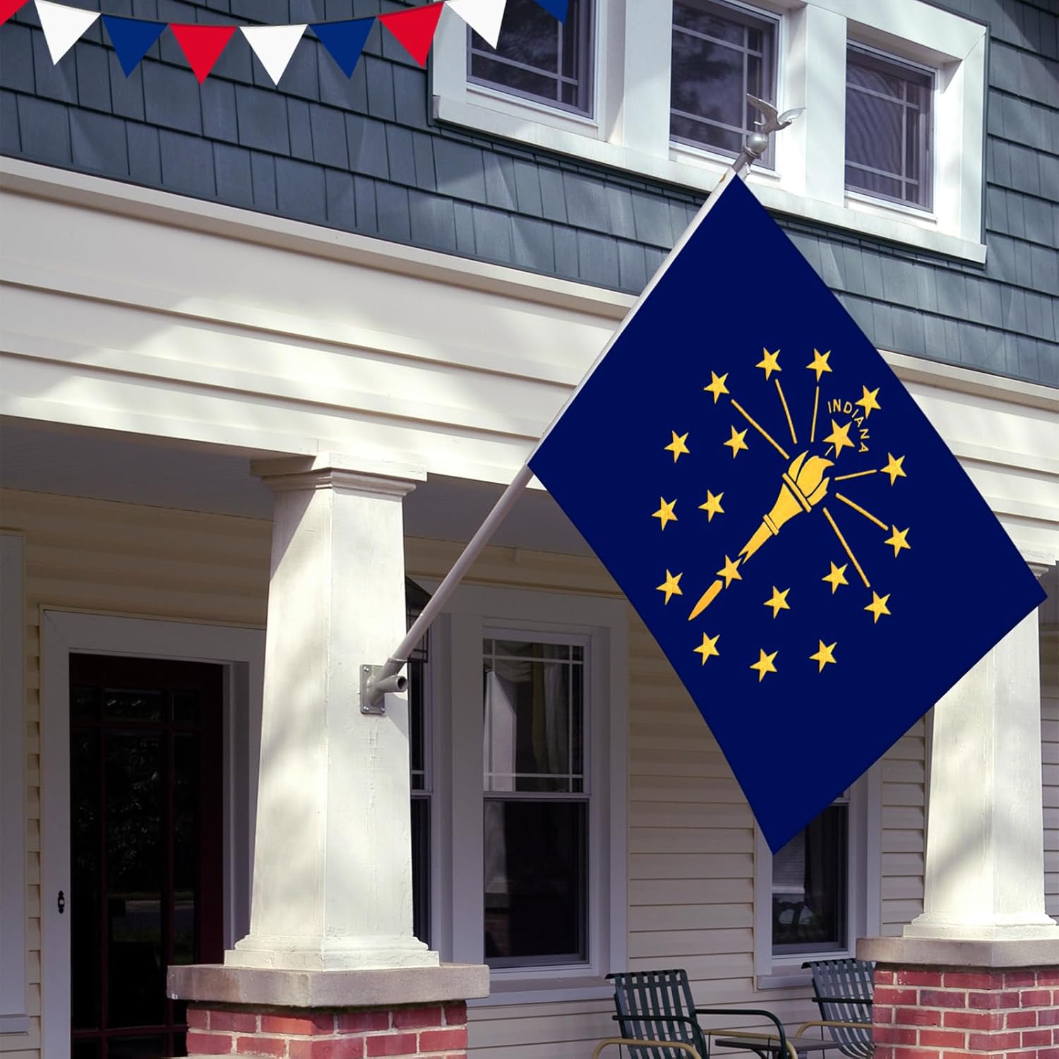 Indiana Flag 3x5 FT Heavy Duty Outdoor, Fully Embroidered Torch and 19 Stars with “INDIANA” Lettering | 210D Fabric | Brass Grommets and 4 Stitch Hemming | State of Indiana IN Flags for House Garden - Image 5