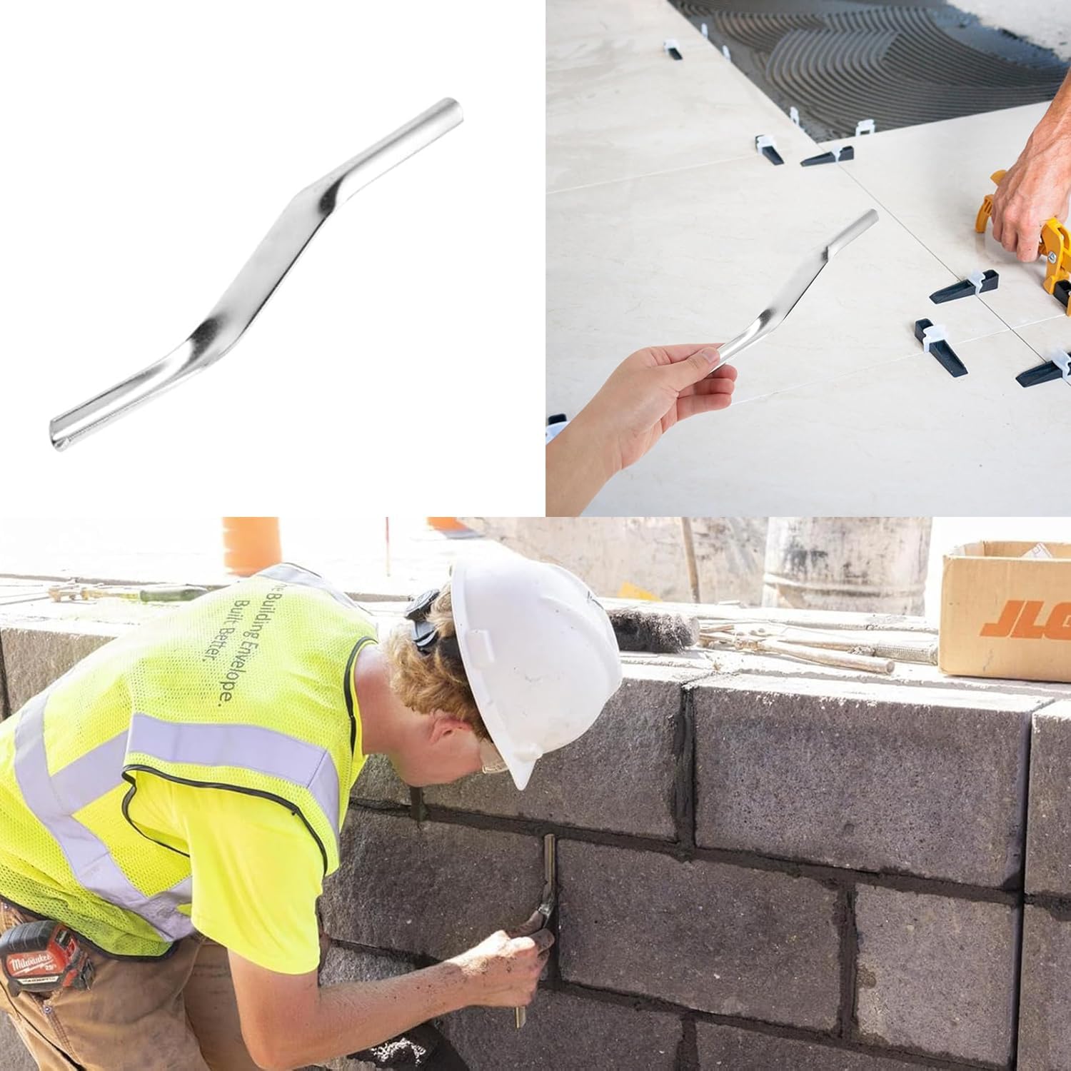 Brick Jointer Tool [Pack of 2], Dual-End Mortar Finishing Tool (1/2 inch x 5/8 inch) for Bricklaying, Durable Steel Pointing Tool for Builders & DIY Masonry Projects