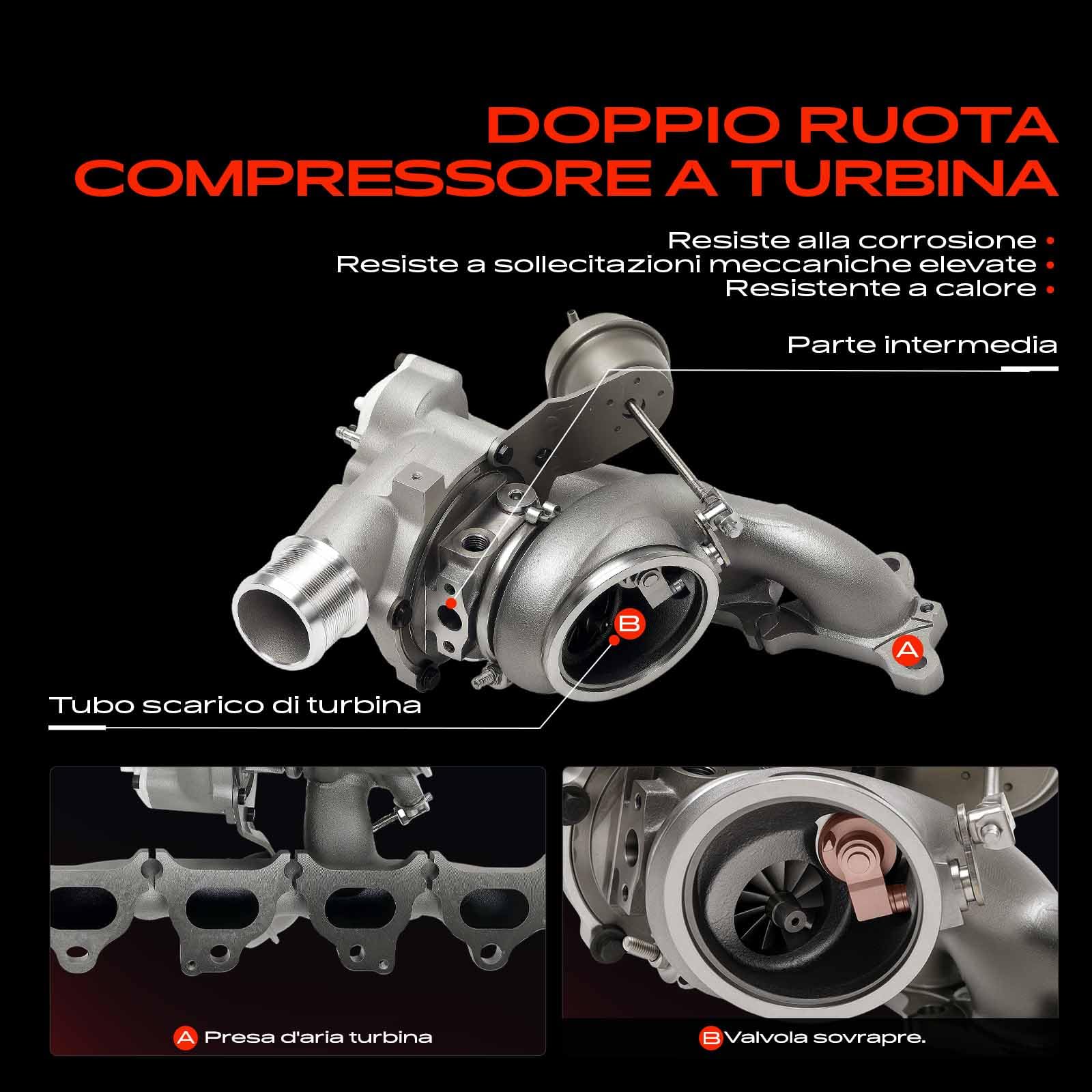 Frankberg Turbocompressore gas di scarico turbocompressore 55355617 | Compatibile con: Corsa D S07, Astra H GTC A04, Astra J P10, Astra J Caravan P10, Astra H Twintop A04