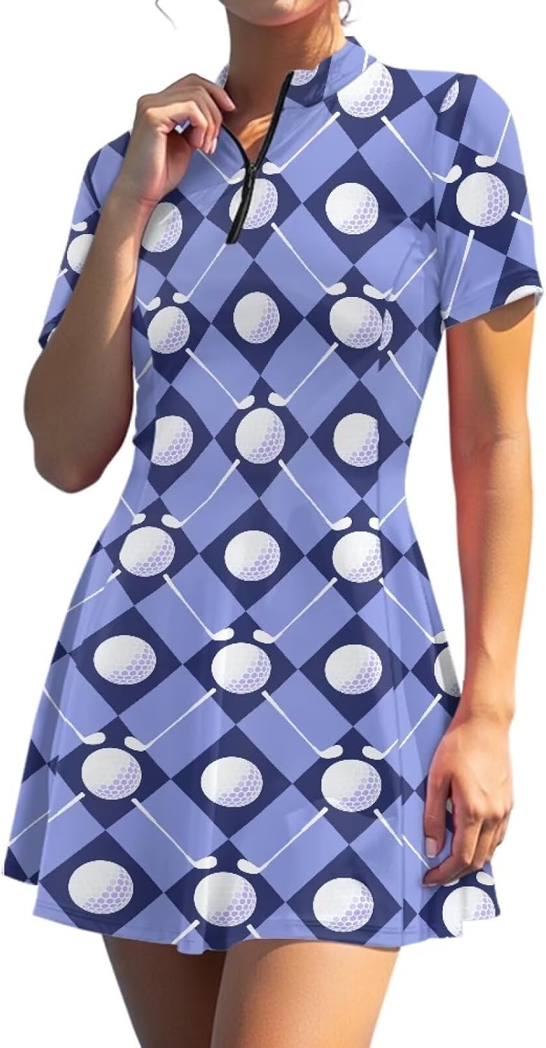 Summer Dresses for Women 2025 Short Sleeve Lapel Collared Work Mini Dress with Pockets Active Exercise Sports