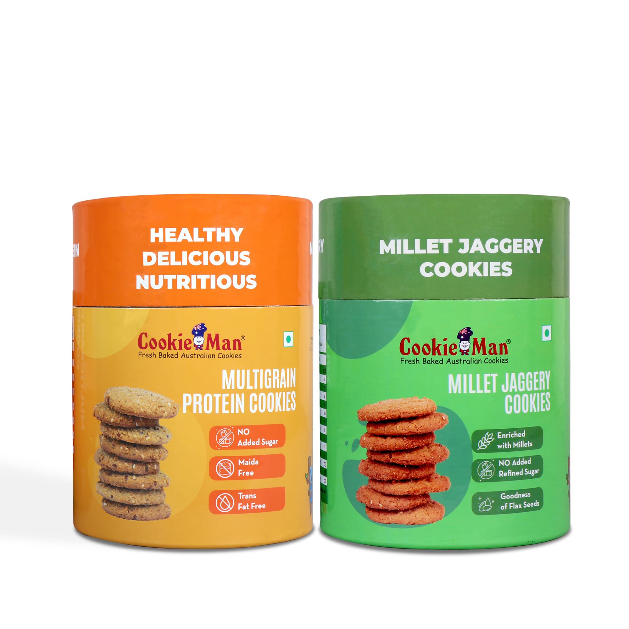 Cookieman Sugar Free Multigrain & Millet Jaggery Cookies - 200g x 2 Pack Combo (B0BX4SJ252) Amazon Price History, Amazon Price Tracker