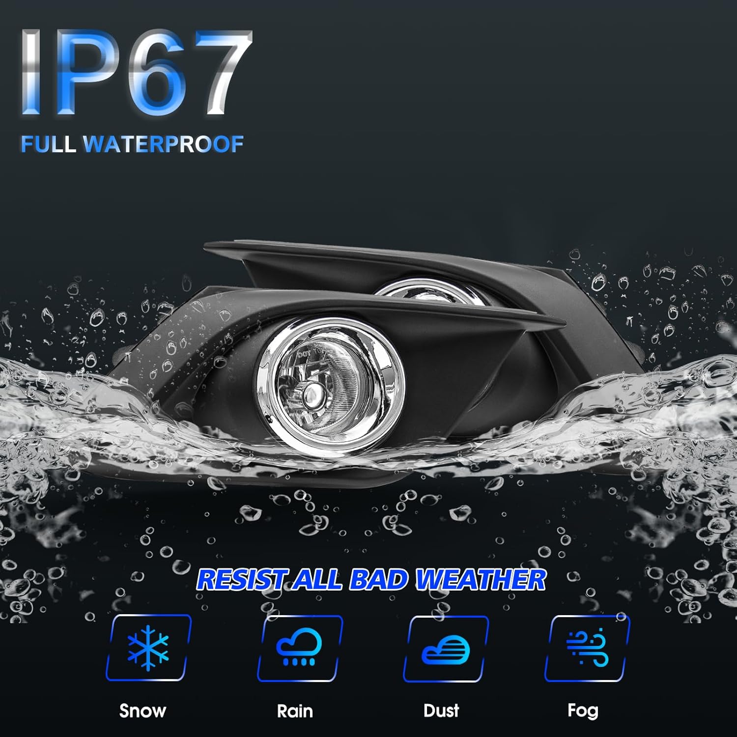 Fog Lights Assembly For 2014 2015 2016 Mazda 3 Fog Lamps Replacement Kit with Switch&Wiring H11 12V 55W Halogen Bulbs Clear Lens