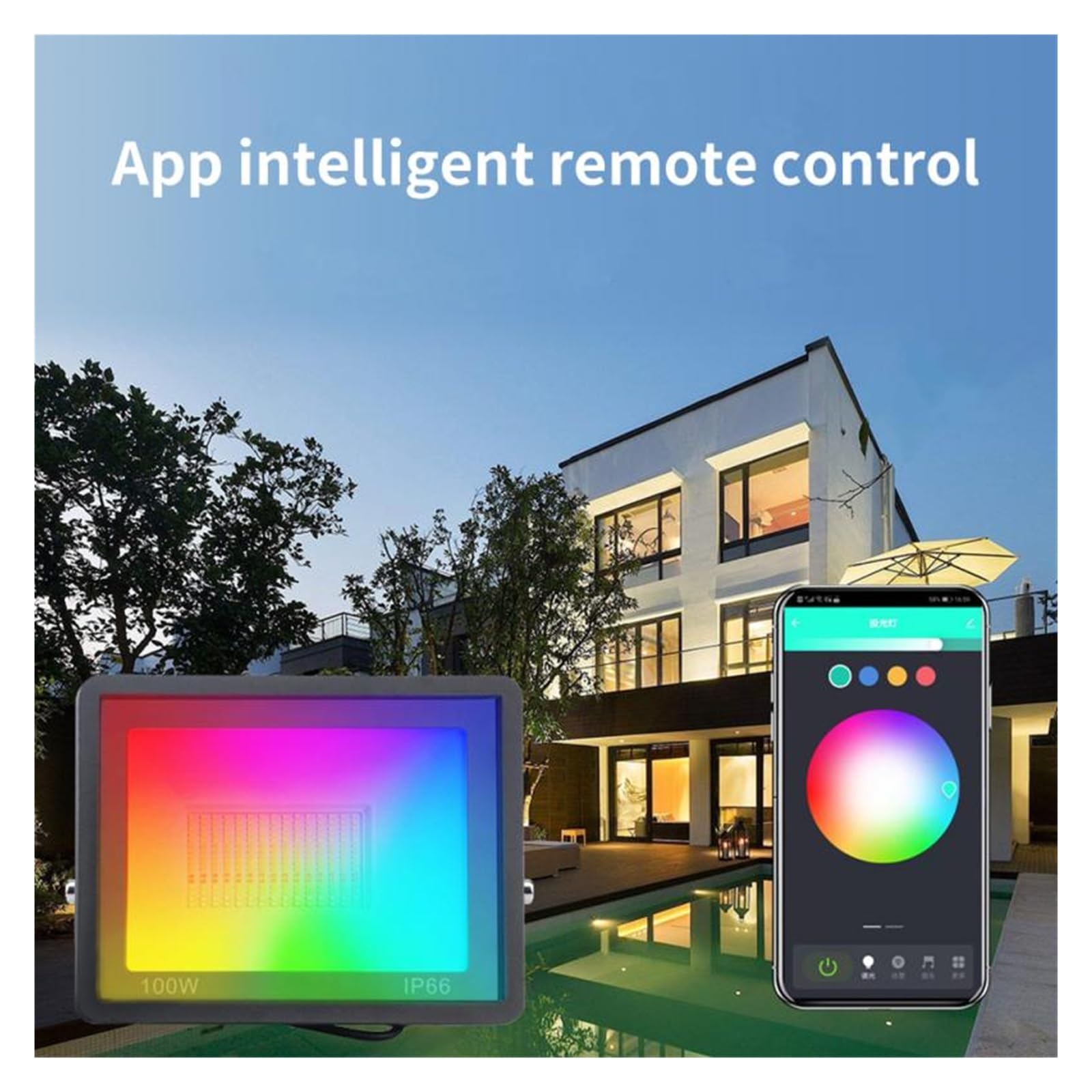 Tuya Smart Floodlightled Zewnętrzna Wodoodporna Lampa Ogrodowa Street Search Light 30/50 / 100W RGBCW Możliwość Ściemniania(30W)