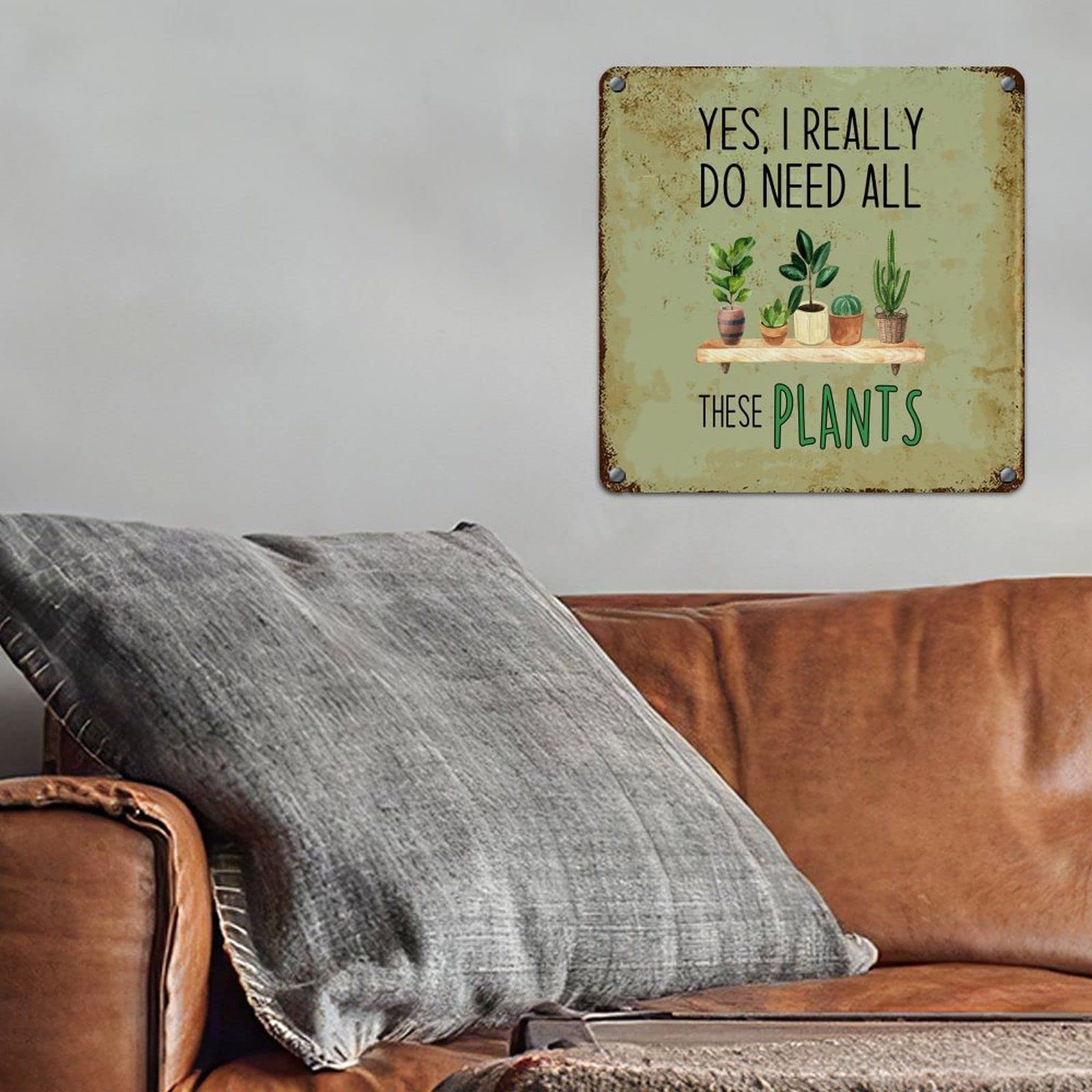 LittleGrove Seeds Cartel De Metal Con Diseño De Cactus Suculentas, Con Texto En Inglés "Yes I Really Do Need All These Plants", Letrero De Metal Para Cultivador, Jardinero, Vintage, Arte De