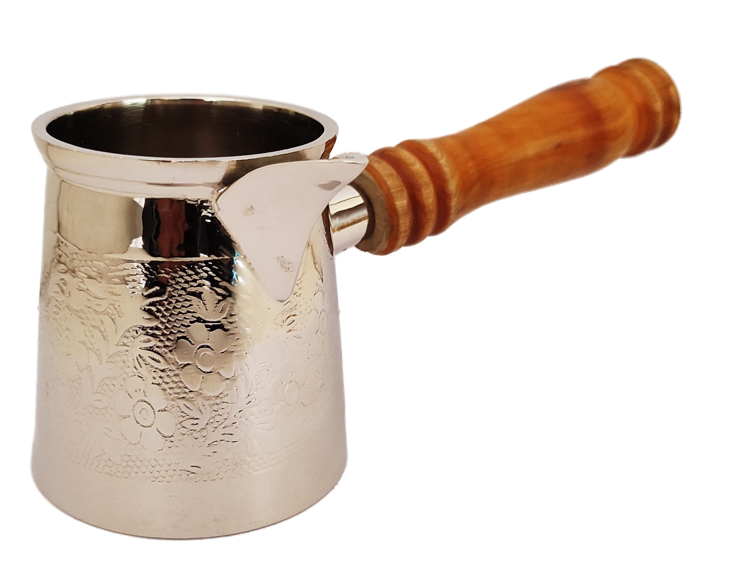 Sharvgun Greco Arabo Caffettiera Caffettiera turca Argento Finitura Ottone Metallo Jezve Ibrik Briki Per le piastre di cottura 170 ml