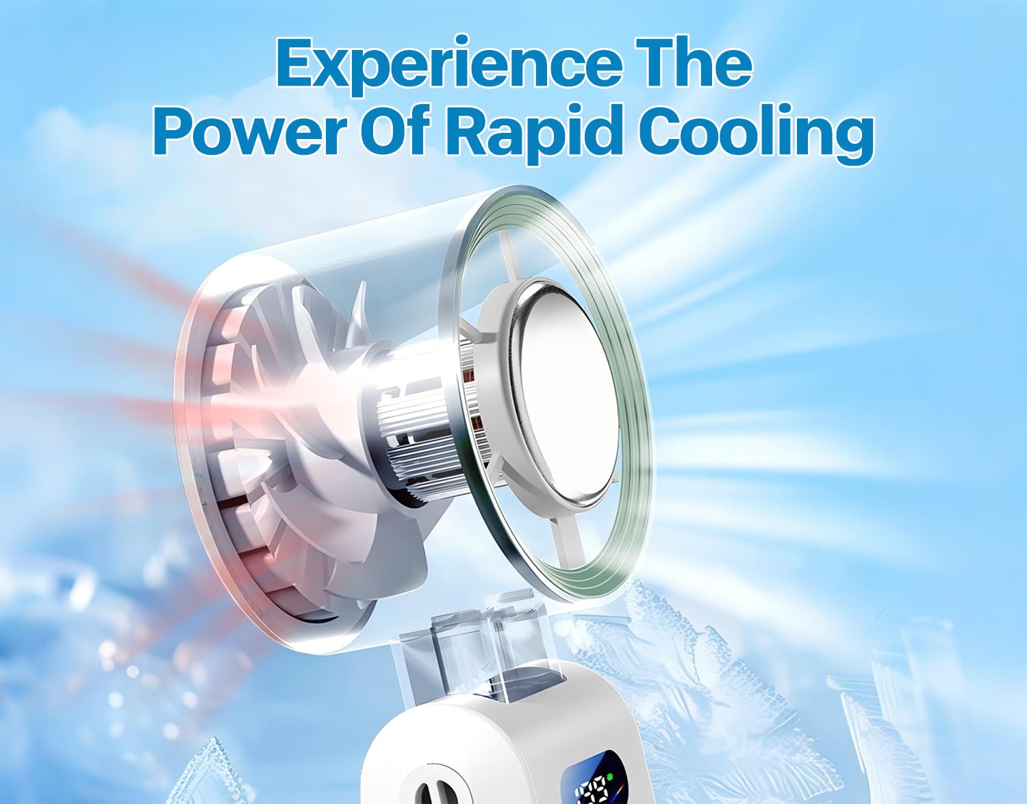 Mini Ventilateur Portable Pliable Avec Refroidissement LED 5500mAh - 199 Vitesses Blanc