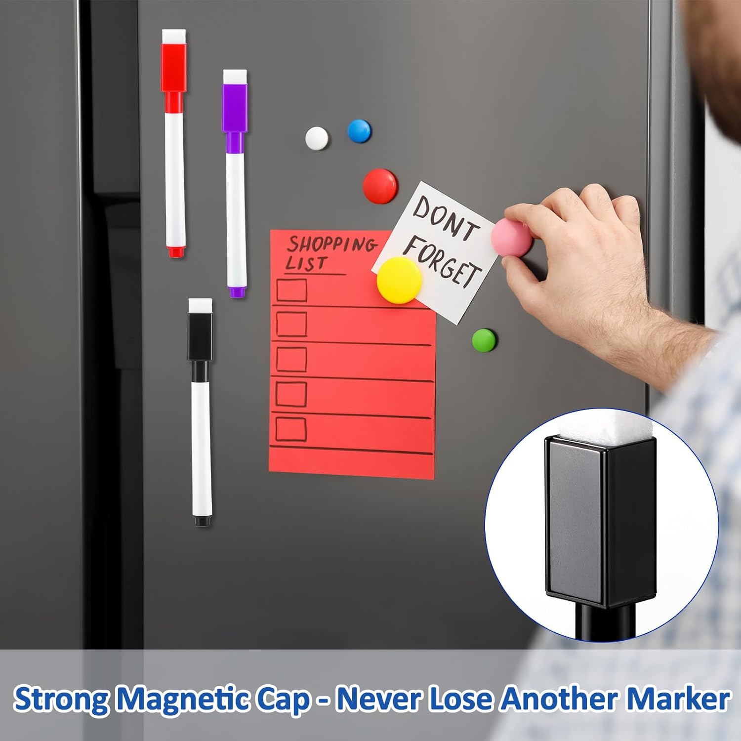 320 Pcs Magnetic Dry Erase Whiteboard Markers Bulk Fine Point Tip Magnetic Whiteboard Markers with Eraser Cap Colorful Dry Erase Pens for Teachers Students Office School Supplies, 8 Colors