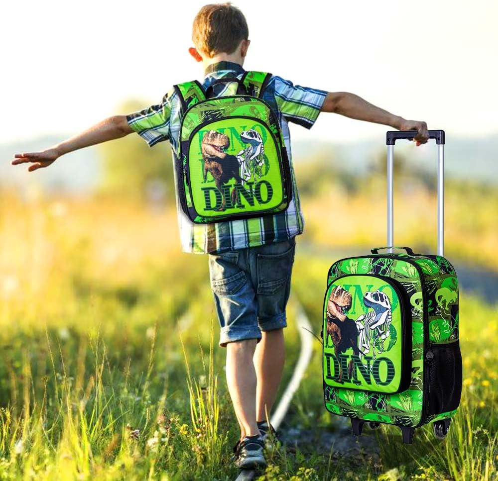 WZLVO Kids Luggage for Boys and Girls, Cute Dinosaur Unicorn Rolling Wheels Suitcase for Toddler Children