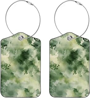 2 etiquetas de equipaje para maletas, identificador de equipaje de color verde salvia natural con solapa de privacidad, tarjeta de identificación de nombre y lazo de metal para mujeres y hombres
