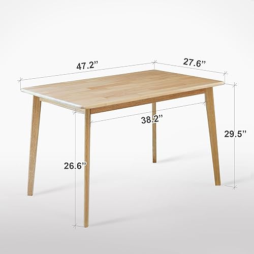 Miniatura 2 de Livinia Canberra 47.2" Mesa de comedor rectangular de madera/Mesa de cocina de roble malayo moderno de mediados de siglo (roble natural) Solo mesa