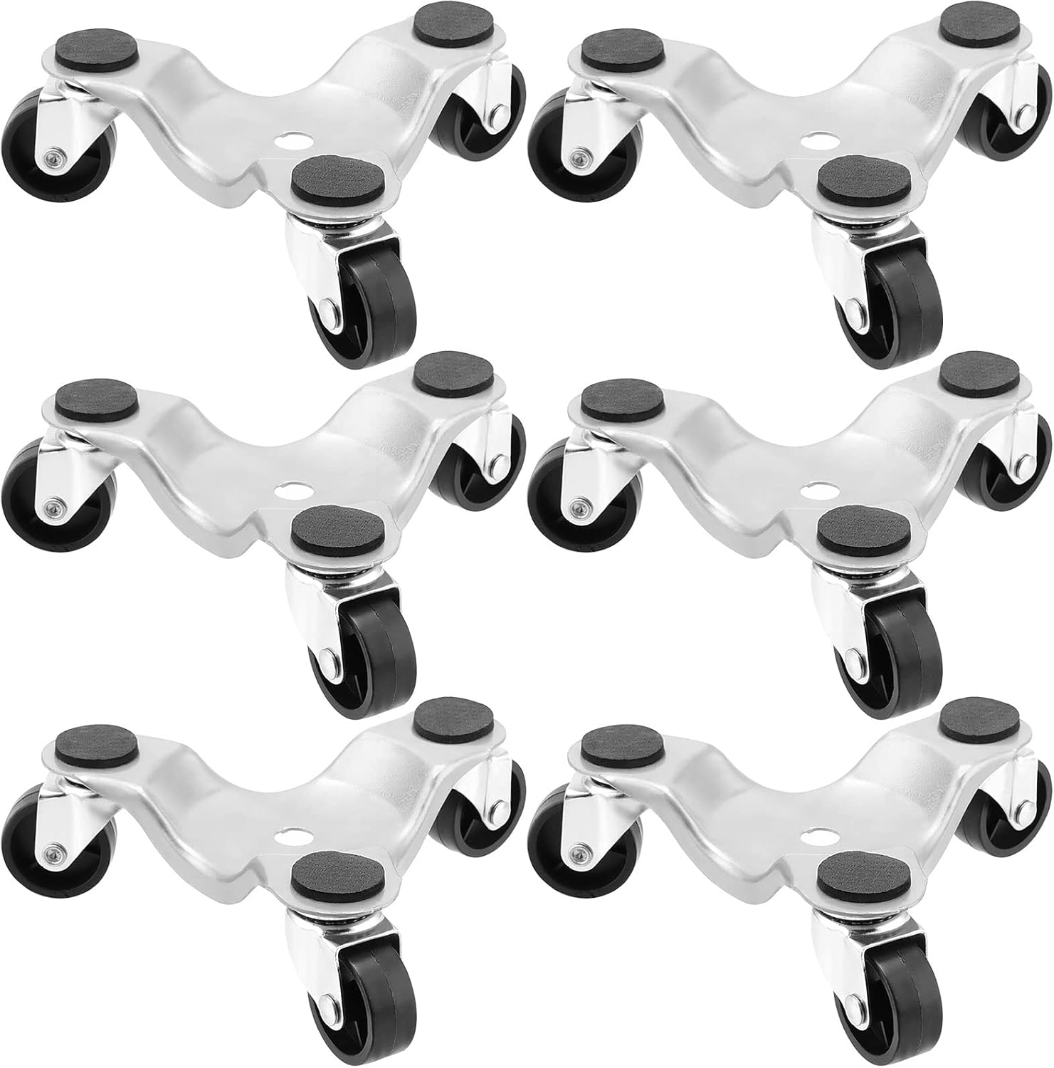 MAHIONG 6 Pack 3 Wheel Furniture Dolly, 6 Inch Steel Tri