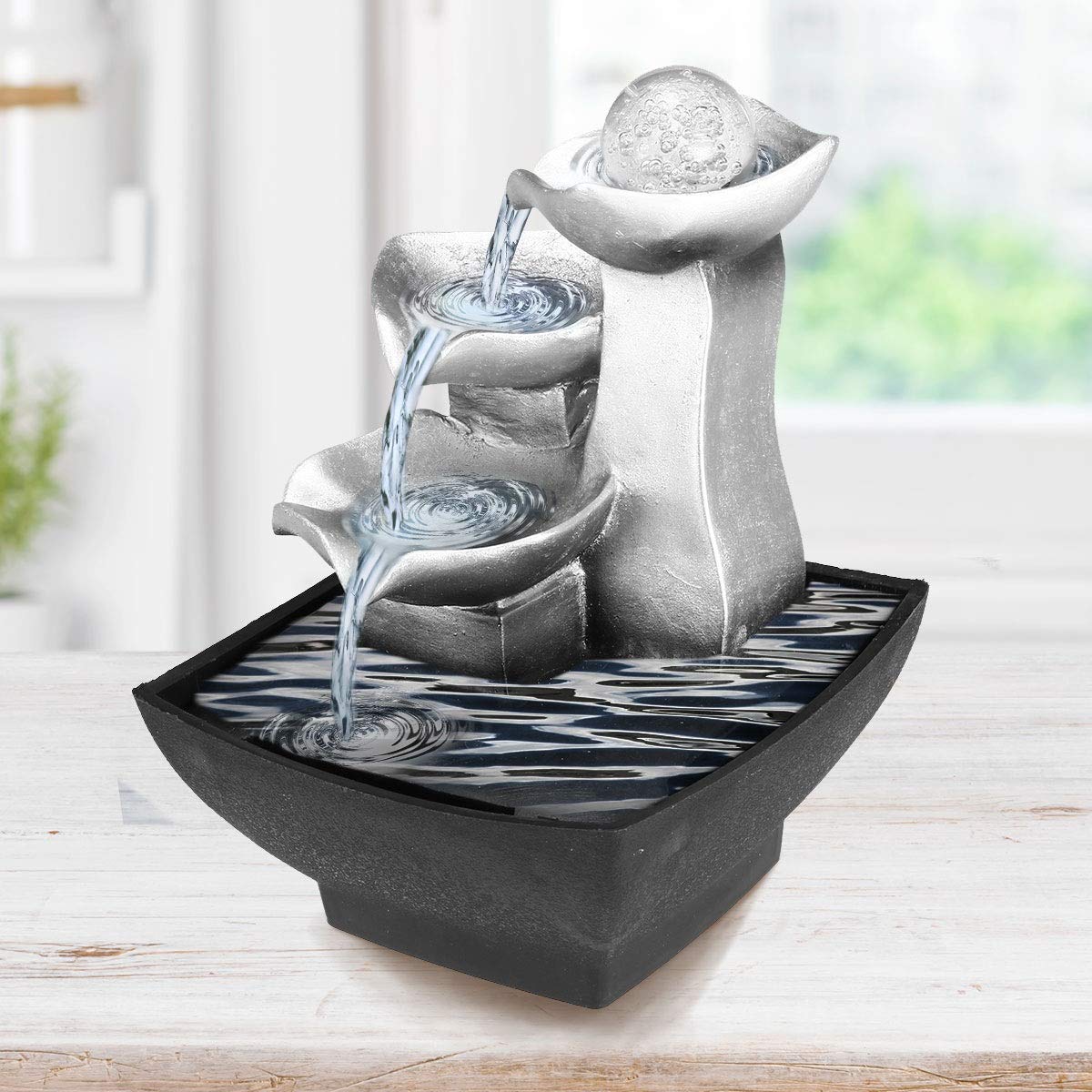 BFZJ Fish tank Small Relaxation Water for Desktop,Rockery Indoor Fountain Waterfall Sound Table Orna