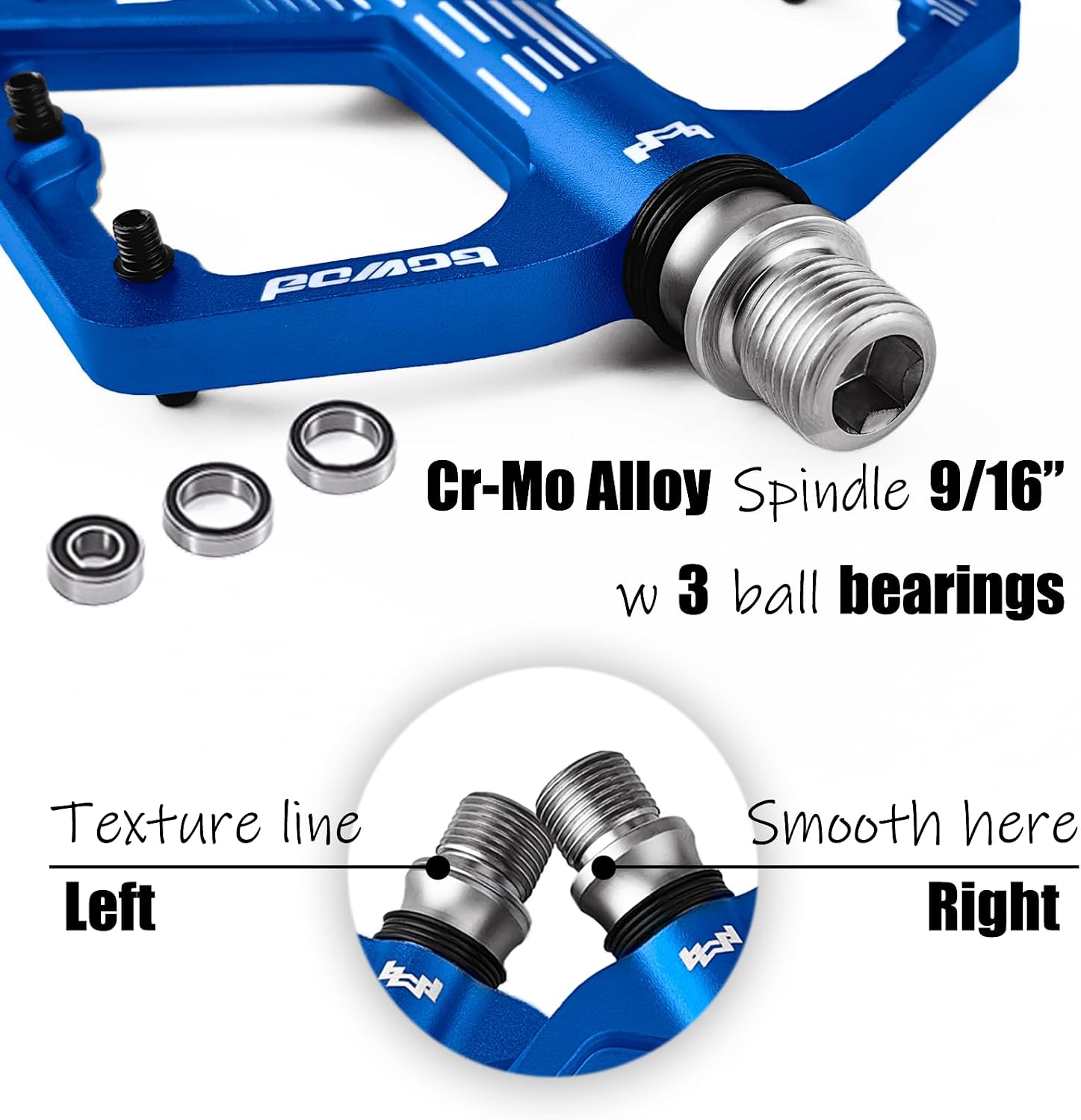 MTB Pedals Flat, Gravel Bike Pedals Flat, Light CNC Aluminum Alloy Platform Pedal w 3 Bearings Cr-Mo Spindle, Grippy Bicycle Pedals w 16pcs Pins, Mountain Bike Pedals Adult Child BMX Bike 9/16"