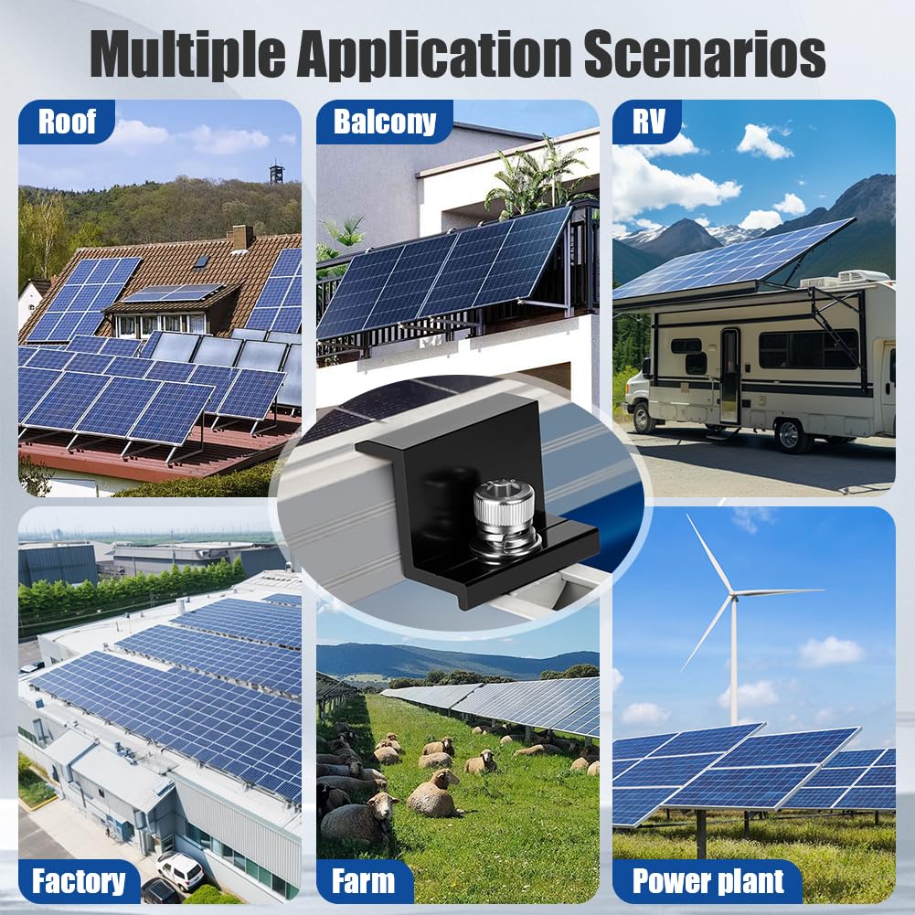 Kit Staffe Fotovoltaici 8 Pezzi per Montaggio su Tetto per Camper Barca Tetti