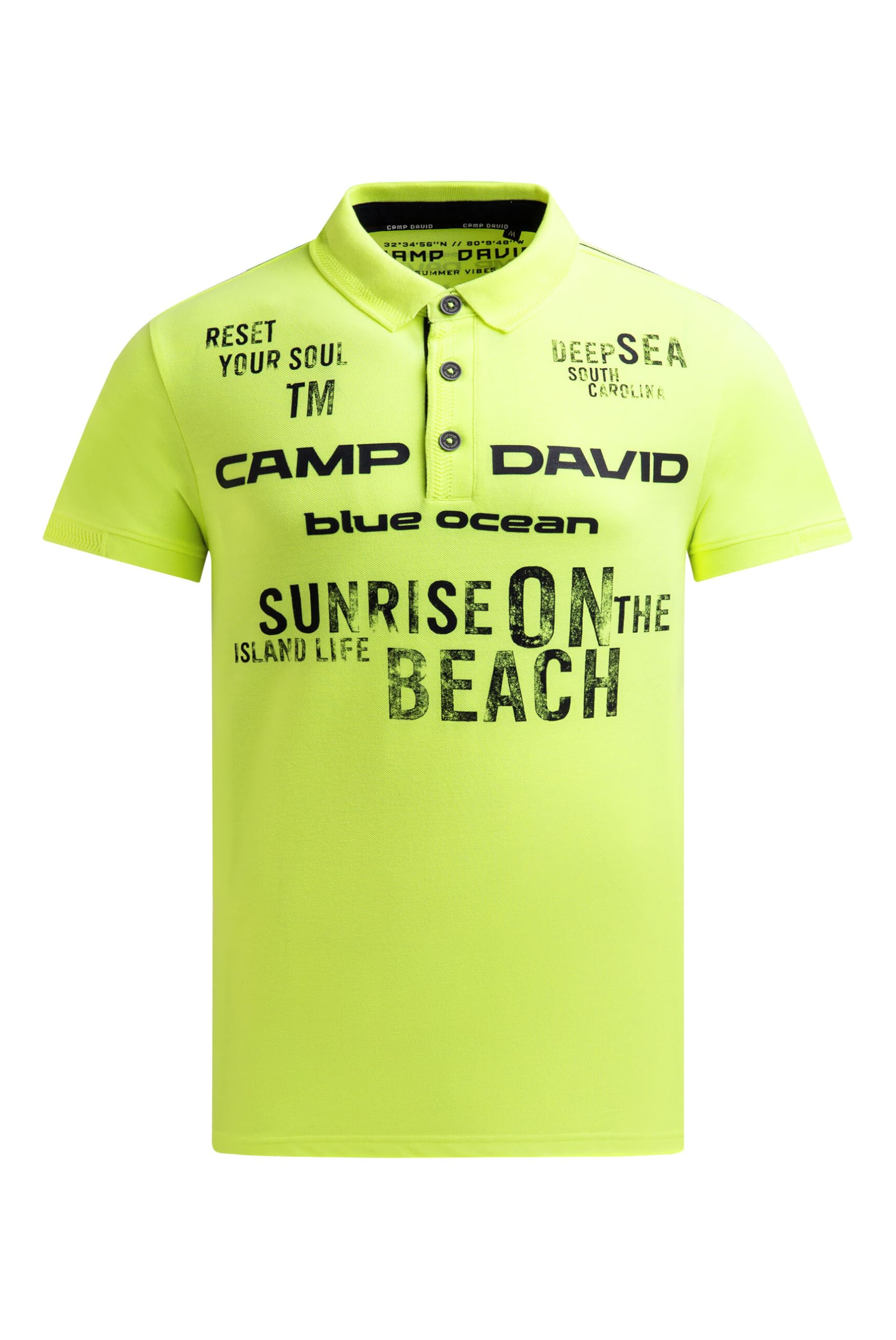 Camp David Herren Pikee-Polo Kurzarm mit Rubber Prints