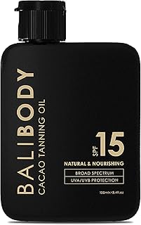 Bali Body Cacao Tanning Oil SPF 15 | For Deep Natural-Looking Sun Tan Gl...