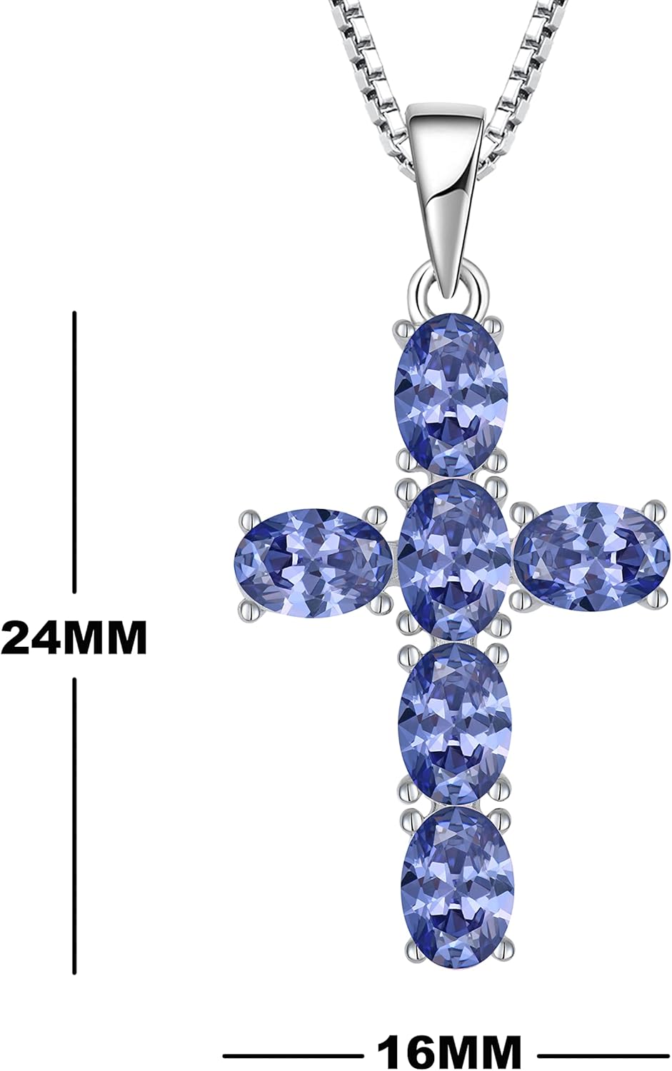 Women Necklace 925 Sterling Silver Cross Pendant Necklace with Cubic Zirconia Jewelry