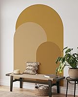 Vista 2 de Mostaza - Vinilo decorativo para pared, diseño de arco moderno para despegar y pegar, mural bohemio autoadhesivo extraíble, adhesivo para cabecero