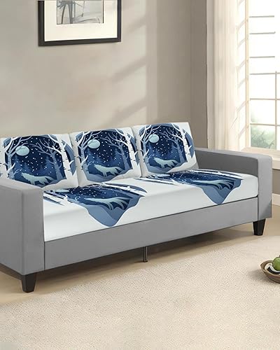 Miniatura 2 de Fundas de cojín de Navidad para sofá, funda elástica para sofá con parte inferior elástica, fundas protectoras para sofá de invierno con copos de